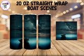 Boat on an Ocean - Sublimation Tumbler Wrap - Fishing Design